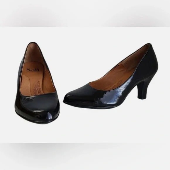 NWOB Softspots Salude Croco Black Patent Leather Pump Low Heels Pumps si… - Picture 2 of 12
